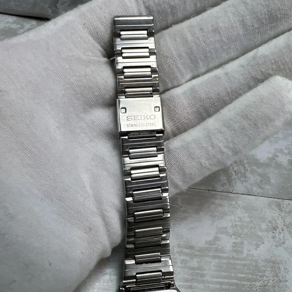 Vintage Seiko Men's Tank Watch 7431-5010 Two Tone Band 2 Jewels TESTED - READ